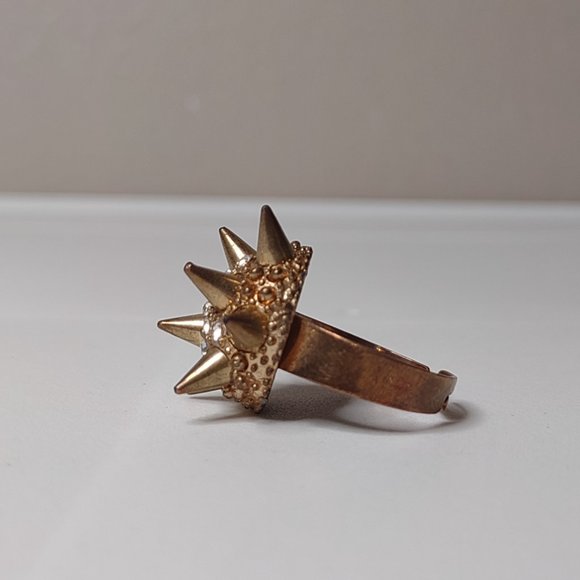 Very Cool Metal Spike And Rhinestone Ring Size 7.5 - Picture 2 of 13